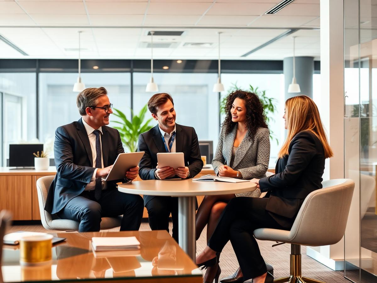 Equipe TecnoCom em reunião corporativa
